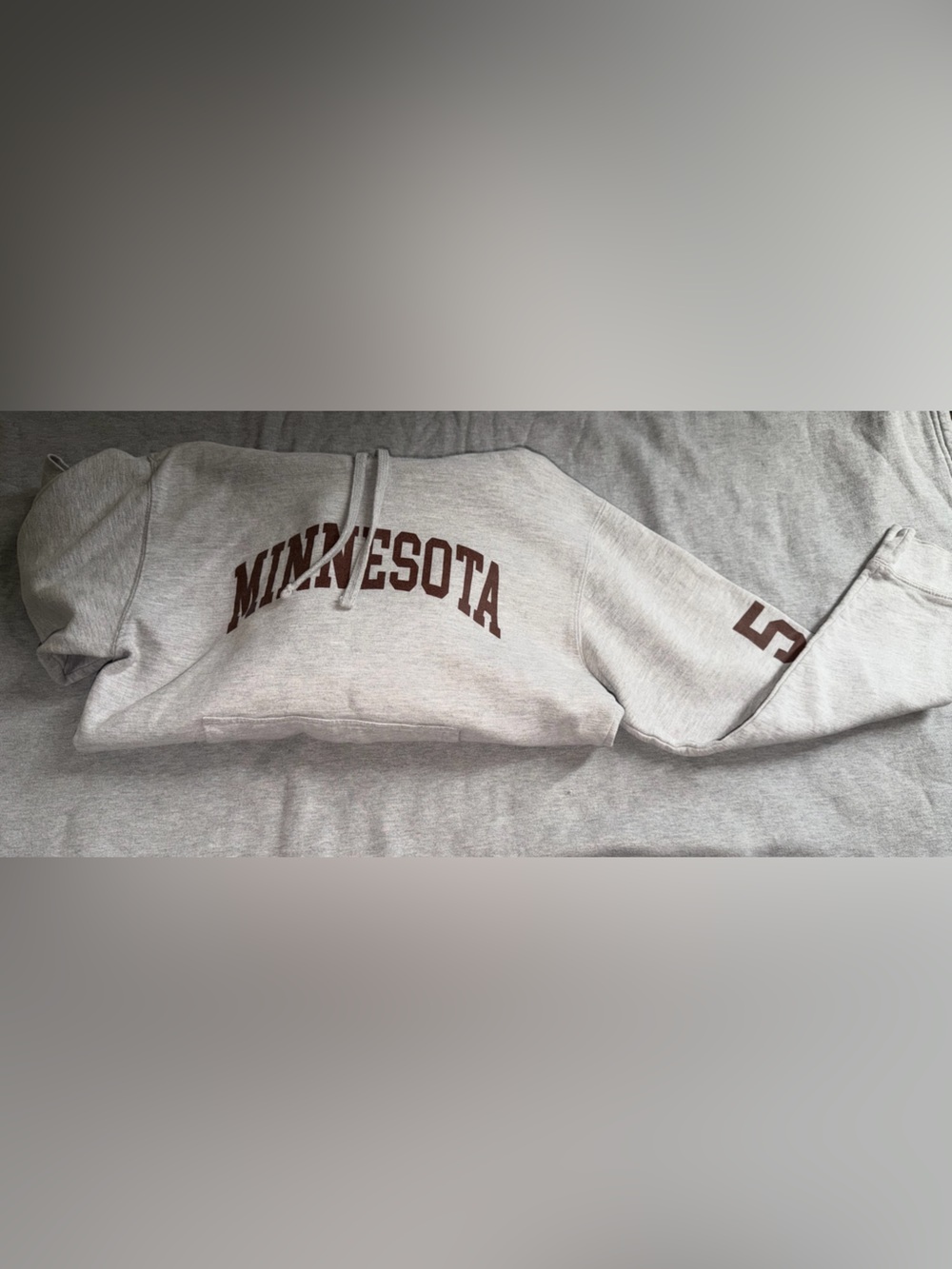 Minnesota Crewneck Hoodie - Light Heather Gray with Maroon Lettering